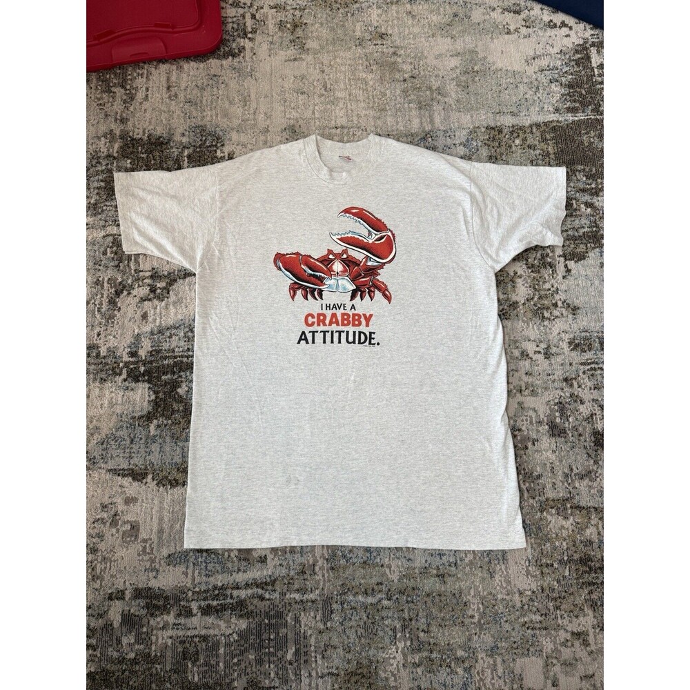 VTG Hanes USA Single Stitch Crabby Attitude Shirt 1994 Fresh Fish LNC Adult XXL